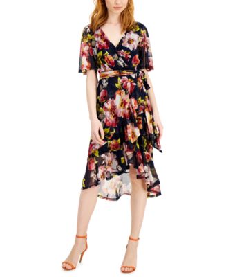 Connected Petite High-Low Wrap Dress - Macy's