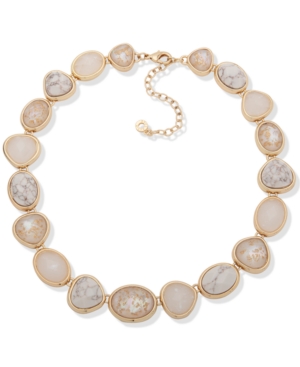 Anne Klein Gold-Tone Crystal Stone & Mother-of-Pearl Collar Necklace 16