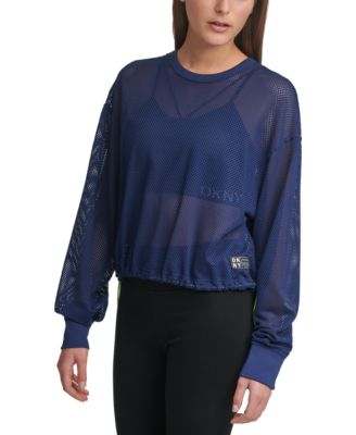 Mesh Drawstring-Waist Top