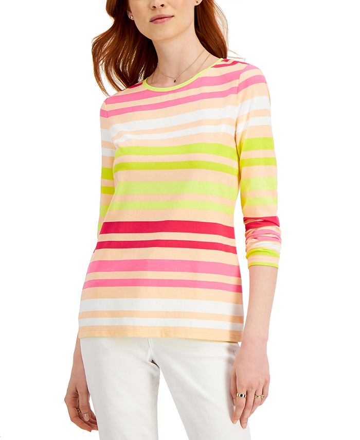 Style & Co Striped LongSleeve Top, Created for Macy's Macy's
