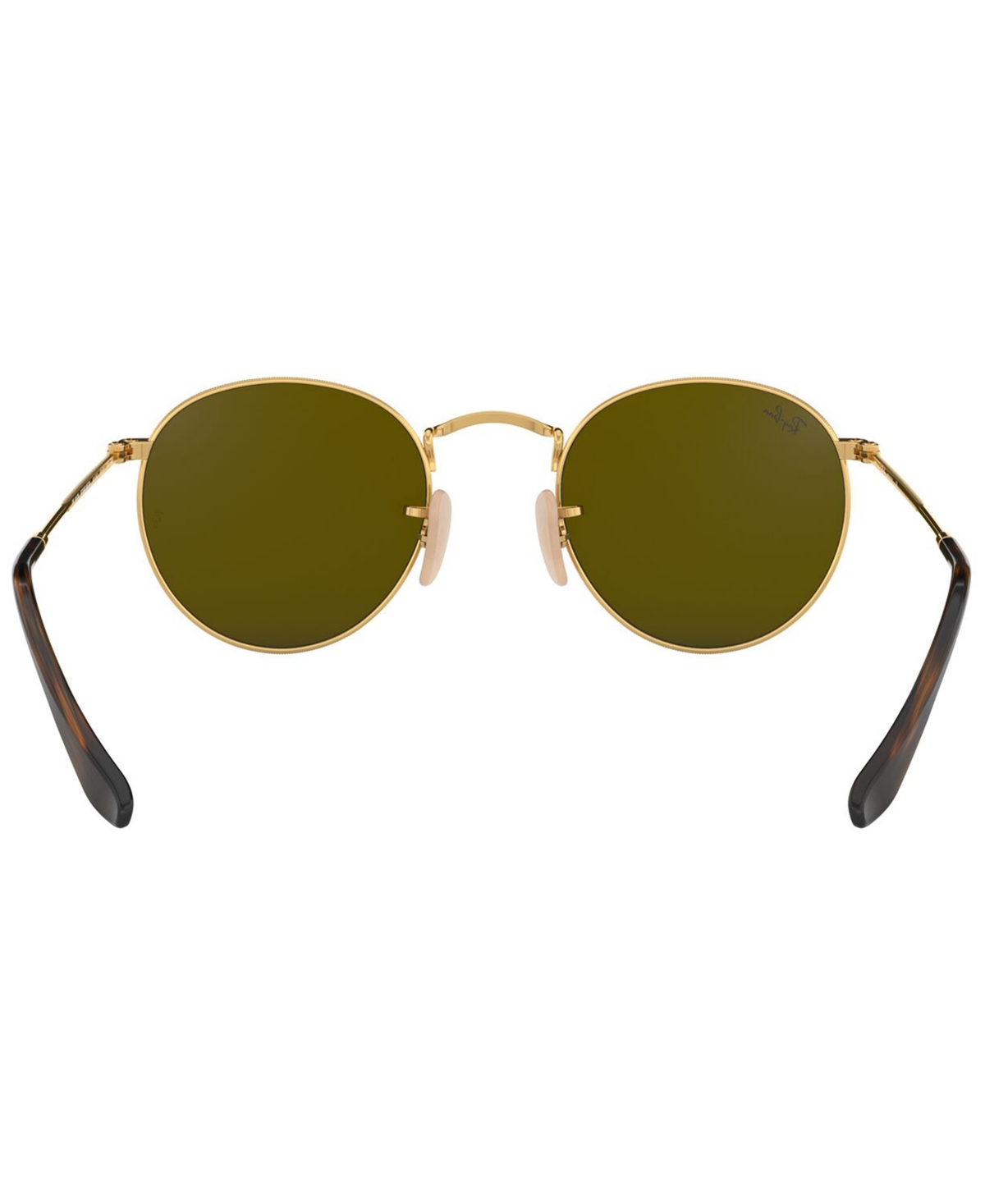Ray Ban Sunglasses, Rb3447n Round Flat Lenses In Gold Shiny,copper Mirror