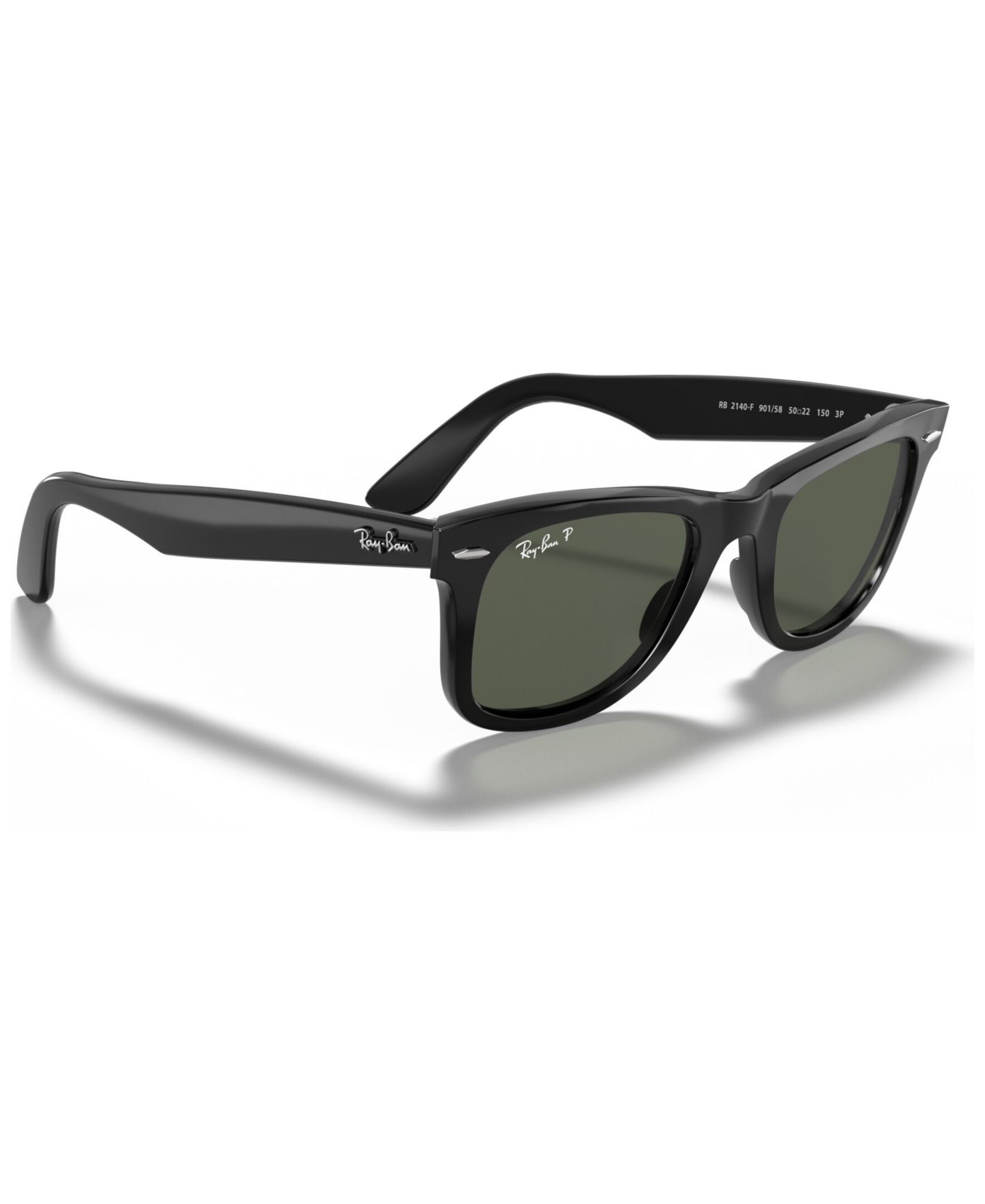 Женские солнцезащитные очки Ray-Ban Polarized Sunglasses, RB2140F Original Wayfarer, цвет: Чёрный / Зелёный — фото 2