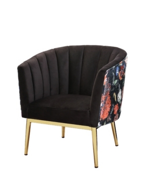 Acme Furniture Colla Accent Chair In Black Velvet Texture And Gold-tone