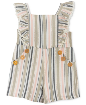 Rare Editions Baby Girls Striped Flutter Romper