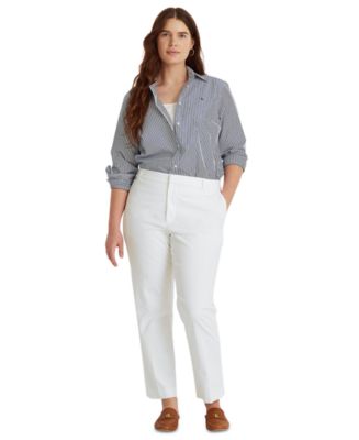 Lauren Ralph Lauren Plus Size Stretch Cotton Cropped Pants - Macy's