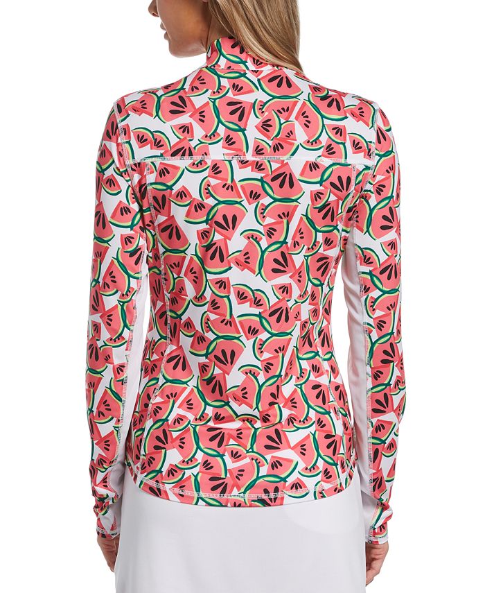 PGA TOUR Women's WatermelonPrint QuarterZip Golf Polo Macy's
