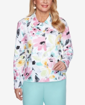 Alfred Dunner Women's Missy Classics Brushstroke Floral Jacket