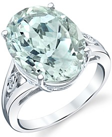 Green Quartz (9 ct. t.w.) & Diamond Accent Oval Statement Ring in Sterling Silver