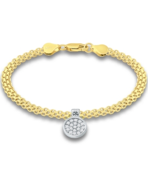 Giani Bernini Cubic Zirconia Disc Charm Bismark Chain Bracelet, Created For Macy's In Yellow