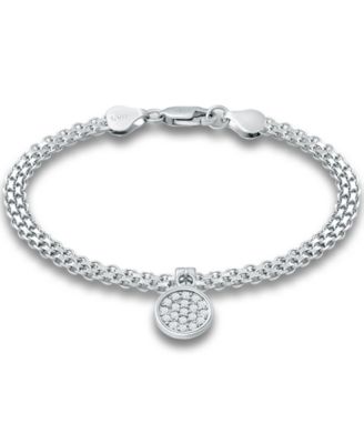 Giani Bernini - Cubic Zirconia Disc Charm Bismark Chain Bracelet