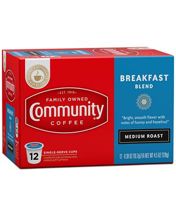 Community Coffee - Breakfast Blend Medium Roast Single Serve Pods, Keurig K-Cup Brewer Compatible, 72 Ct