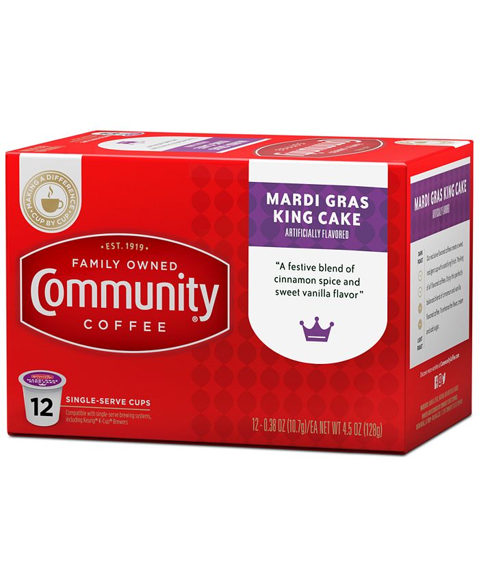 Community Coffee Mardi Gras King Cake Medium Roast Single Serve