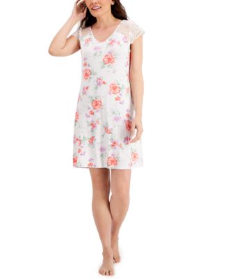 Charter Club - Lace-Sleeve Chemise Nightgown