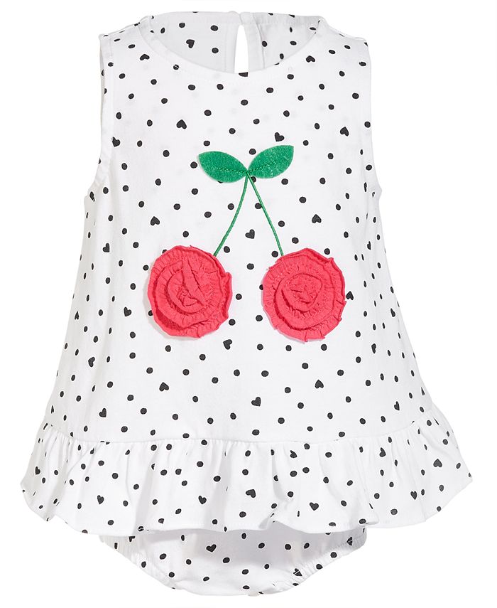 First Impressions Baby Girls Cherry & Dot Cotton Sunsuit, Created for
