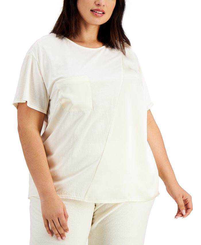 Alfani Plus Size MixedMedia Top, Created for Macy's & Reviews Tops