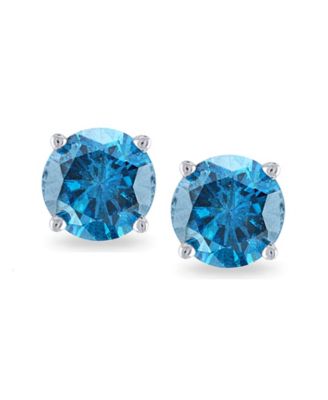 Blue Diamond Stud Earrings (1 ct. t.w.) in 14K White Gold