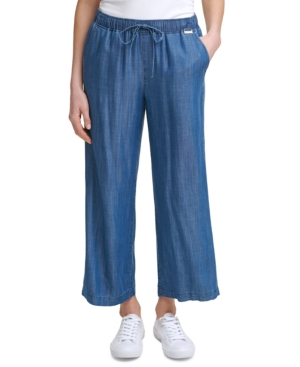 Calvin Klein Pull-on Straight-leg Pants In Indigo