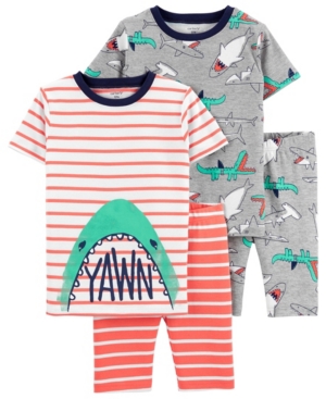 Little Boys Shark Loose Fit Pajamas 4 Pieces