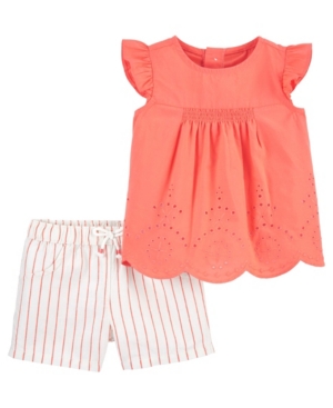 Carter's Baby Girls Eyelet Top and Striped Short Set 2 Pieces