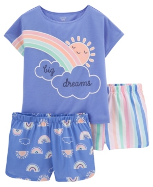 Little Girls Rainbow Loose Fit Pajamas 3 Pieces
