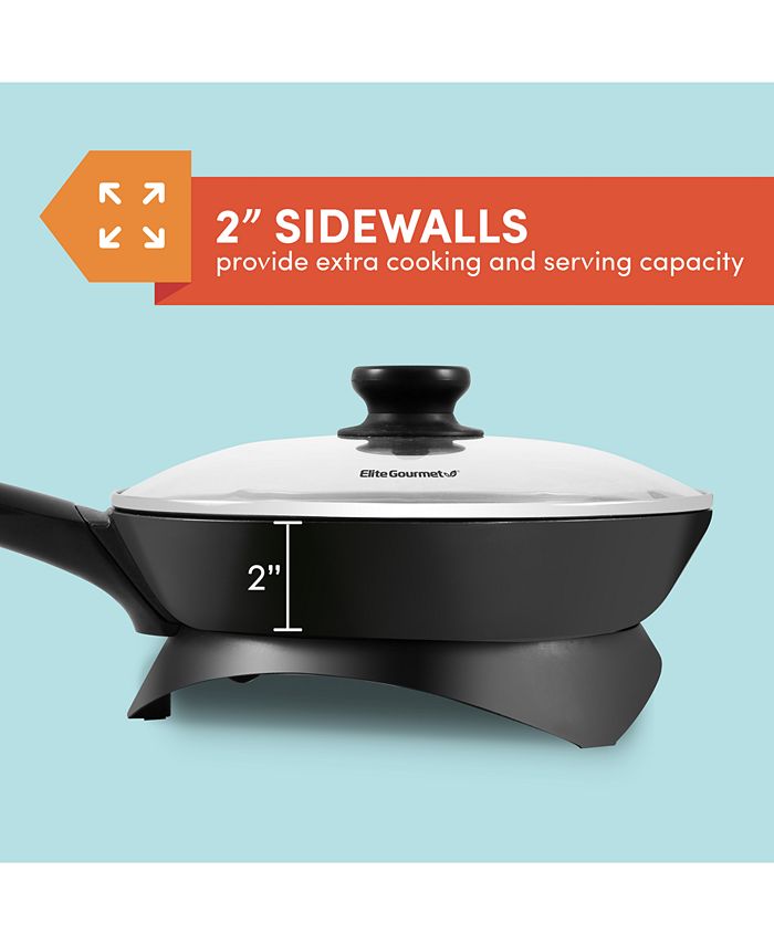 Elite Gourmet 2Qt Electric MarbleNonstick Skillet with Glass Lid, Easy