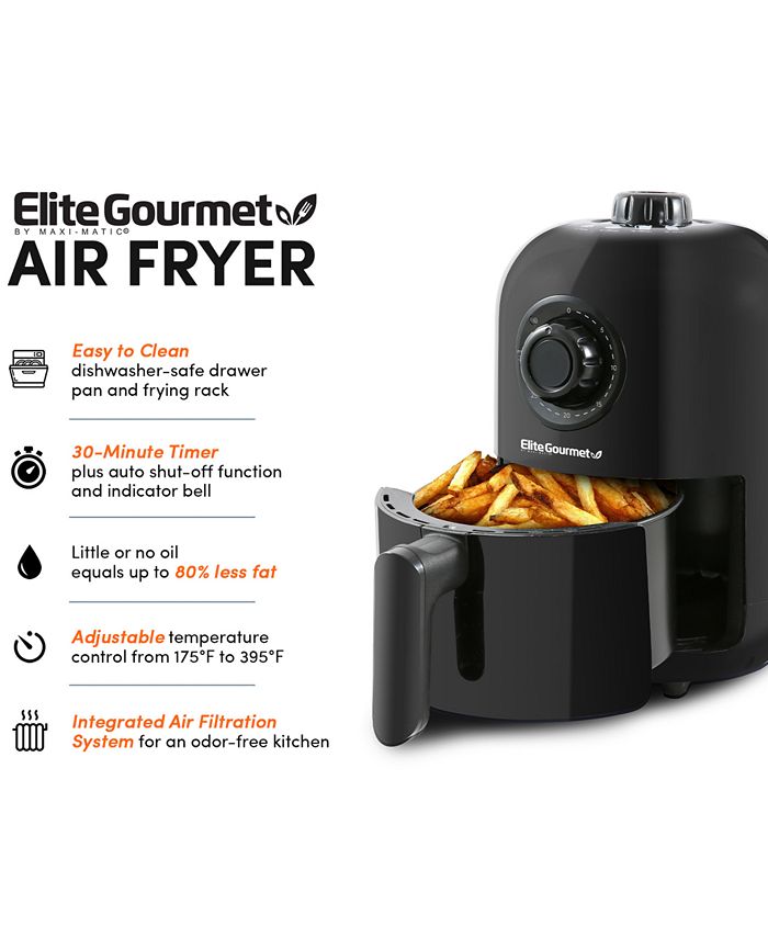 Elite Gourmet 1.1Qt Compact Electric Hot Air Fryer with Timer