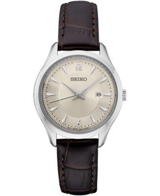 Seiko Women s Essential Brown Leather Strap Watch 39mm Macy s