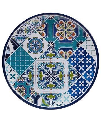Certified International - Certified Mosaic 2pc Melamine Platter Set: Round Platter, Oval Platter
