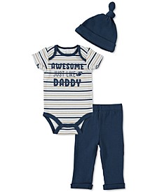 Baby Boys 3-Pc. Cotton Bodysuit, Pants & Hat Set