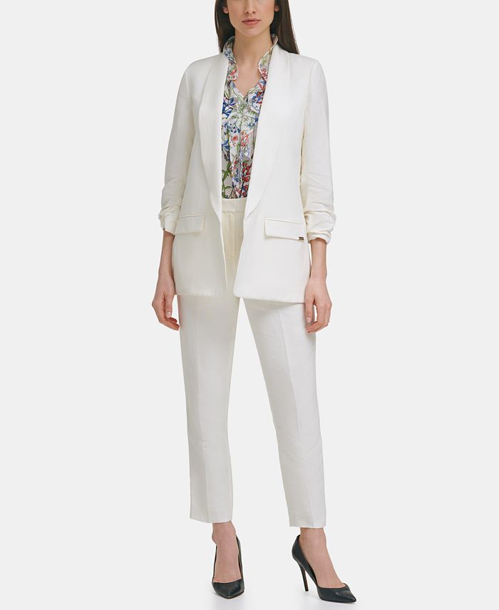 Tommy Hilfiger Open-Front Ruched-Sleeve Blazer - Macy's