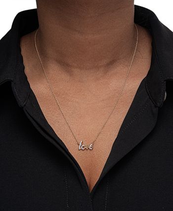 Diamond Scripted Love 17 Pendant Necklace (1/10 ct. t.w.) in 14k Gold,  Created for Macy's