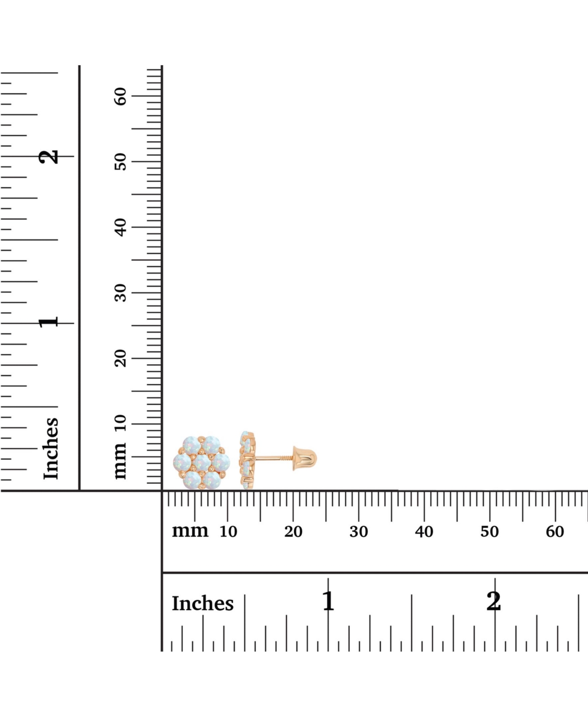 Created White Opal Round Flower Screwback Earrings in Sterling Silver (Also in 14k Gold Over Silver or 14k Rose Gold Over Silver)