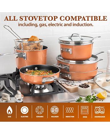  Gotham Steel STACKMASTER Pots Stackable 10 Piece Cookware Set  Ultra Nonstick Cast Texture Coating Includes Fry Pans, Black : Everything  Else