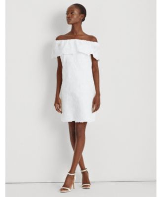 macy's white off the shoulder dress