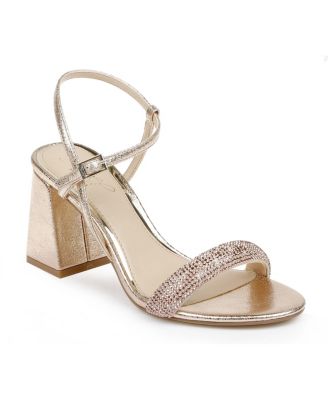 champagne colored block heels