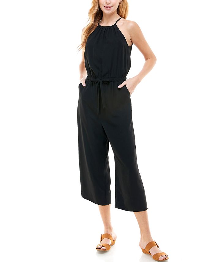 Kingston Grey Juniors' Solid Cropped Keyhole-Back Jumpsuit & Reviews ...
