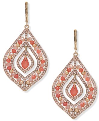 lonna & lilly - Gold-Tone Pav&eacute; & Stone Beaded Orbital Chandelier Earrings
