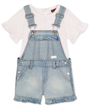7 for All Mankind Baby Girls Two-Pc Top & Denim Shortalls Set
