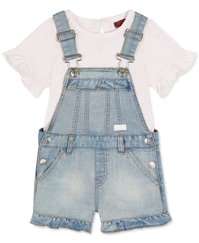 7 For All Mankind Baby Girls TwoPc. Top & Denim Shortalls Set Macy's