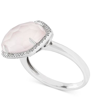Macy's - Rose Quartz (5-3/8 ct. t.w.) & Diamond (1/6 ct. t.w.) Ring in Sterling Silver
