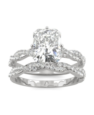 Shop Charles & Colvard Moissanite Radiant Bridal Set 3-3/8 Ct. T.w. Diamond Equivalent In 14k White Gold