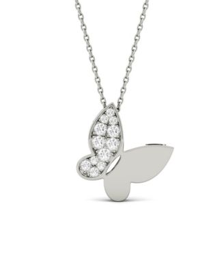 Charles & Colvard - Moissanite Butterfly Pendant 1/6 ct. t.w. Diamond Equivalent in 14k White or Yellow Gold