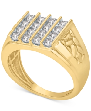 Macy's Men's Four Row Diamond Ring (1-1/2 Ct. T.w.) In 10k Gold In Yellow Gold