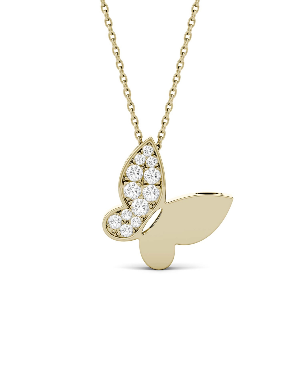 Moissanite Butterfly Pendant 1/6 ct. t.w. Diamond Equivalent in 14k White or Yellow Gold - Yellow Gold