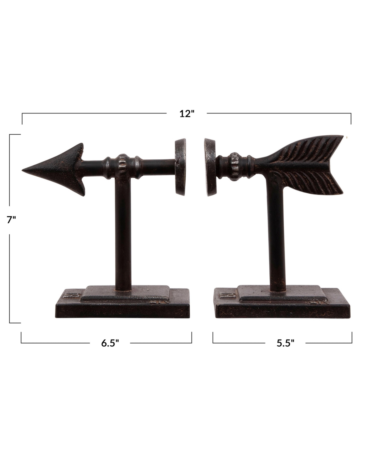 3r Studio Bronze Arrow Shaped Cast Iron Bookends Set Of 2 Pieces In Black