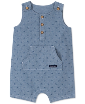 Calvin Klein Baby Boys Logo-Printed Chambray Shortalls