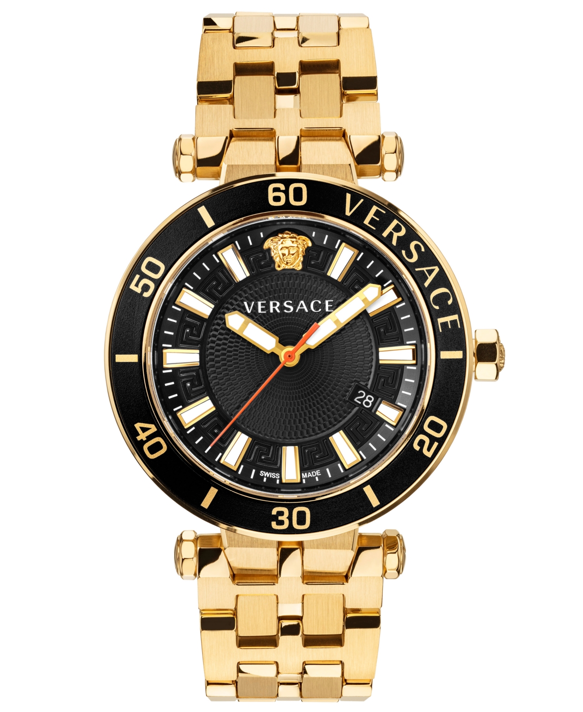 Shop Versace Men's Swiss Greca Sport Gold-tone Stainless Steel Bracelet Watch 43mm