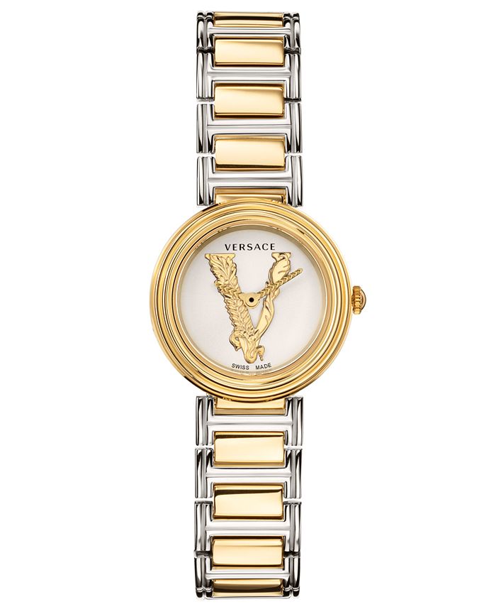 Versace - Women's Swiss Virtus Mini Silver & Gold-Tone Stainless Steel Bracelet Watch 28mm