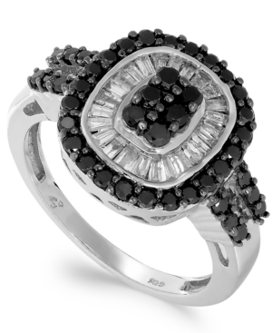 image of Sterling Silver Black (5/8 ct. t.w.) and White Diamond (3/8 ct. t.w.) Ring