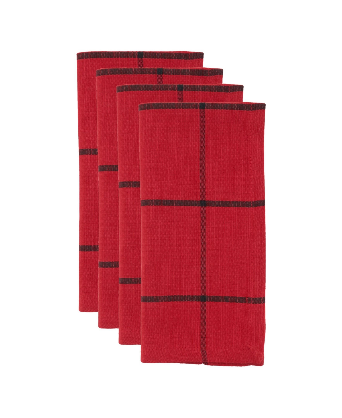 Saro Lifestyle Cotton Table Napkins with Simple Plaid Design, Set of 4, x